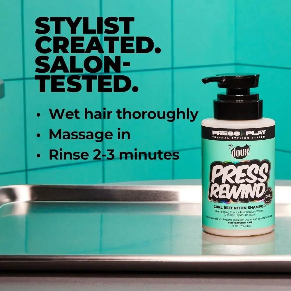The Doux Press Rewind Curl Retention Shampoo – Strengthens & Protects Curls 8 oz
